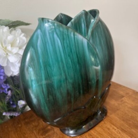 Blue Mountain‎ Pottery Large Drip Glaze Vase Green Black Canada Studio Pottery - Picture 2 of 4